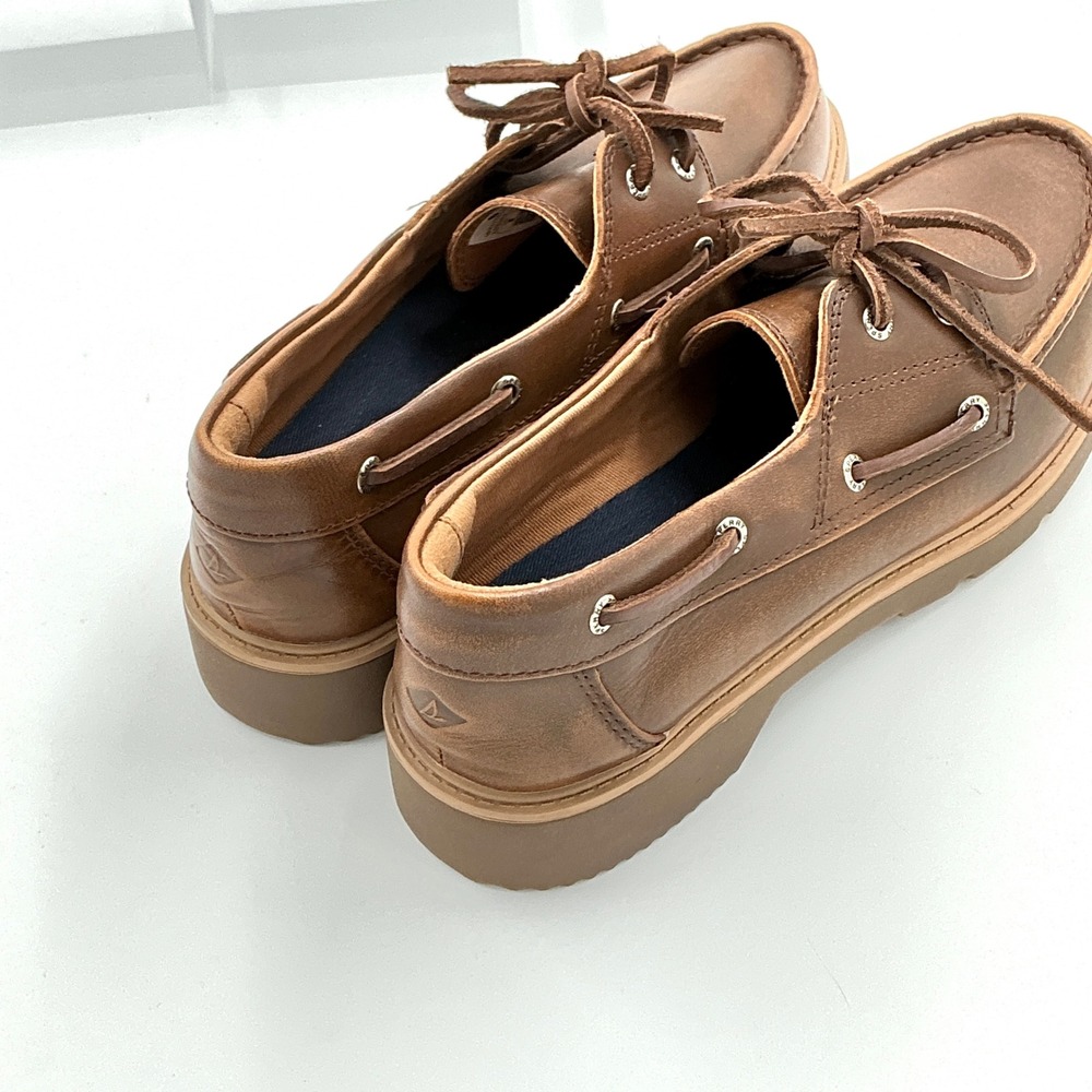 Sperry Size 8 Brown Leather Lug Sole Boat Shoe NEW Wellsboat Women $95 - Picture 10 of 13